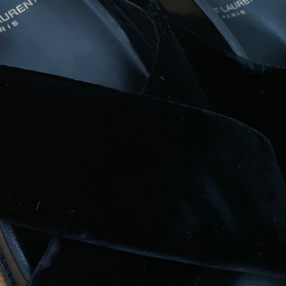 Saint Laurent Jimmy Joan Velvet Cross Slide - Picture 5 of 5
